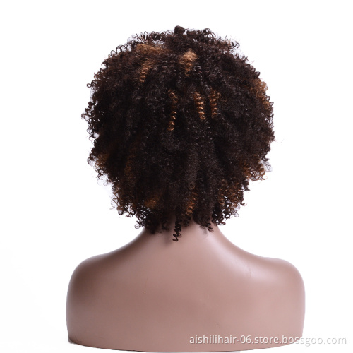 wholesale heat resistant cheap short afro kinky curly wigs synthetic hair wigs for black women